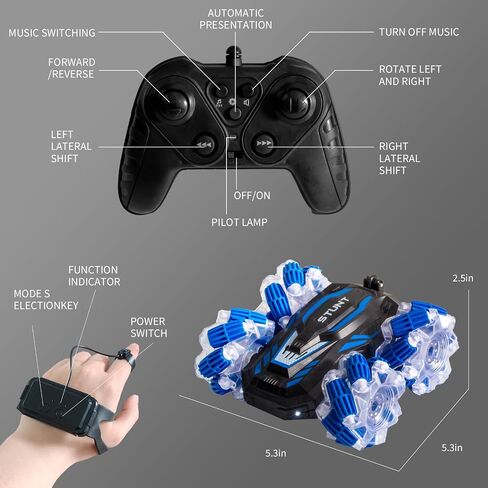 YEMIAI RC Gesture Sensing Stunt car, 2.4GHz 4WD Remote Control car, Cool Lighting and Music, Double-Sided Rotating Off-Road Vehicle 360 ° Flipping car, Gift for Boys and Girls Aged 6-12 in Saudi Arabia