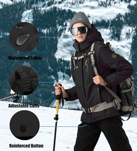 V.A.TOR 189 UNCO&BOROR Women's Ski Snow Jacket Warm Winter Waterproof Coat Snowboard Rain Jacket Hooded Windproof Windbreaker(Purple,M) in Kuwait