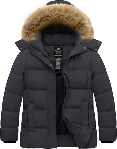 Wantdo Women's Plus Size Winter Coat Quilted Thicken Puffer Jacket with Removable Hood in Saudi Arabia
