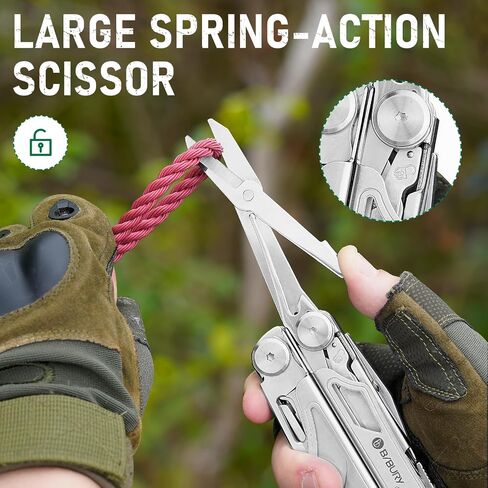 Gifts for Men, BIBURY Multitool Pliers Pro with Replaceable Wire Cutters and Saw, Stainless Steel Multi Tool w/Upgraded Scissors and Screwdriver Set, Multipurpose Tool for Camping, Survival (Black) in Saudi Arabia