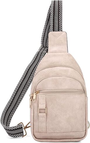 JRAY Sling Bag for Women Men, Crossbody Shoulder Bag, Small Chest Bag Backpack Fanny Pack Purse for Travel Hiking, Faux Leather - Brown in Saudi Arabia