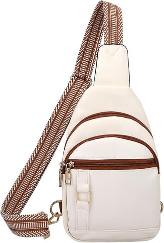 JRAY Sling Bag for Women Men, Crossbody Shoulder Bag, Small Chest Bag Backpack Fanny Pack Purse for Travel Hiking, Faux Leather - Brown in Saudi Arabia