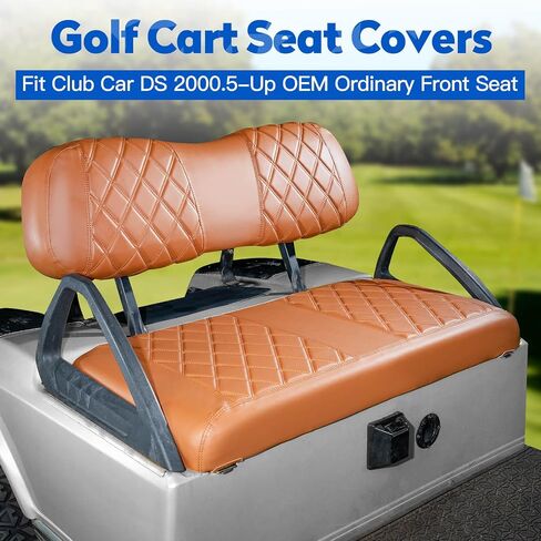 NOKINS 4PCS Golf Cart Diamond Seat Covers Kit, Front and Rear Seat Covers Fits Club Car DS 2000.5-Up OEM Ordinary Seat Cushion, No Need to Staples, Durable Breathable Vinyl (Black&Black Stitching) in Kuwait