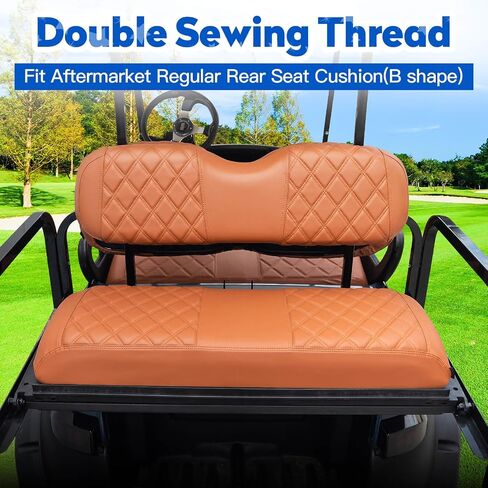 NOKINS 4PCS Golf Cart Diamond Seat Covers Kit, Front and Rear Seat Covers Fits Club Car DS 2000.5-Up OEM Ordinary Seat Cushion, No Need to Staples, Durable Breathable Vinyl (Black&Black Stitching) in Kuwait