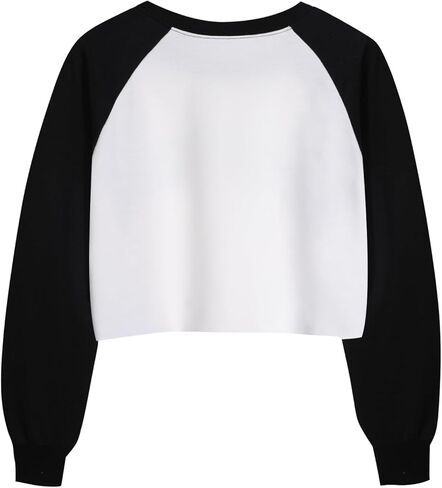 المرأة LovelyWholesale الرسم Crewneck سوياتشيرتس عارضة طويلة الأكمام اقتصاص قمم in Kuwait