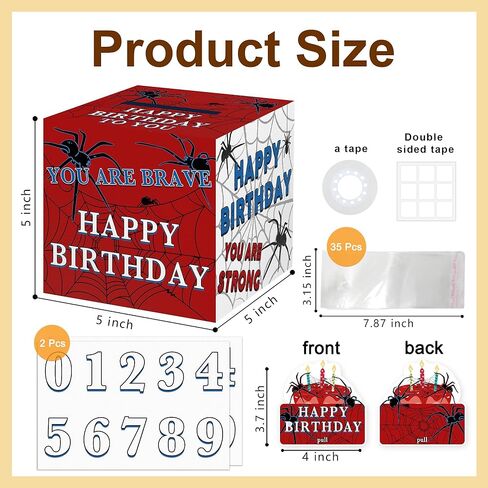 DIY Game Surprise Pull Out Money Box with Stickers and 35 Pcs Transparent Bag, Level Up Game Birthday Money Box Gift, Birthday Money Box for Cash Gift, Suitable for Birthday Party Supplies in Saudi Arabia