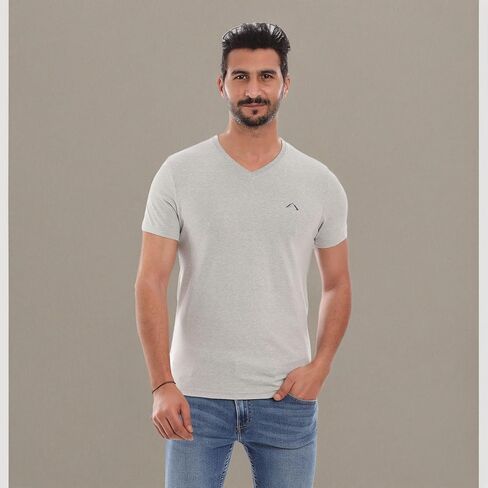 تي شيرت رجالي برقبة على شكل حرف V (قصة ضيقة) | 3/6 حزمة، تي شيرت Vneck | قطن غني، فائق النعومة، مسامي، بدون علامات (صنع في مصر) in Kuwait