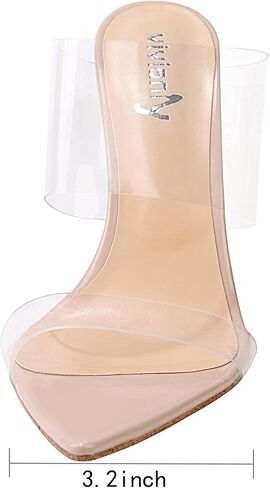 vivianly Clear Pointed Toe Heels Sandals Transparent Strap Stiletto High Heels Slip on Mules for Women in Saudi Arabia