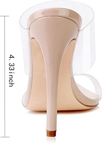 vivianly Clear Pointed Toe Heels Sandals Transparent Strap Stiletto High Heels Slip on Mules for Women in Saudi Arabia