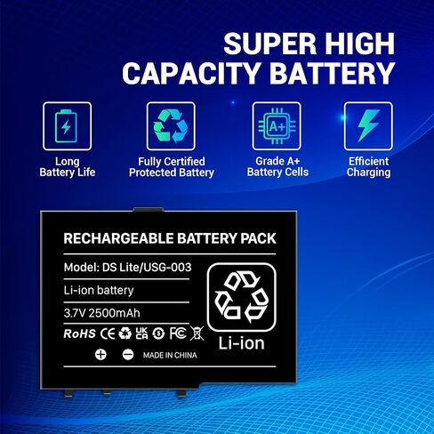 TWL-003 Battery, 2024 New Upgraded 2500mAh Ultra High Capacity Li-ion Battery Replacement for Nintendo DSi, NDSi Game Console, with Repair Tool Kit (Not for Nintendo DSi XL, DSi LL, DS Lite) in Kuwait