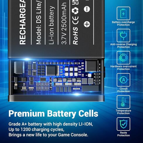 TWL-003 Battery, 2024 New Upgraded 2500mAh Ultra High Capacity Li-ion Battery Replacement for Nintendo DSi, NDSi Game Console, with Repair Tool Kit (Not for Nintendo DSi XL, DSi LL, DS Lite) in Kuwait