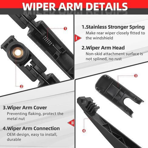 OTUAYAUTO Rear Wiper Arm Blade Set - Replacement for Toyota Corolla IM 2017-2018, Factory Style Back Wiper Cover Accessories Assembly for Rear Window, OEM 55262JG in Saudi Arabia