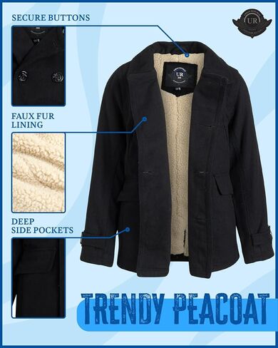 URBAN REPUBLIC Boys' Wool Blend Peacoat with Faux-Fur Lining and Flap Pockets in Kuwait