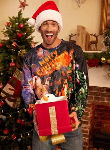 سويت شيرت Arvilhill الرجالي Ugly Christmas مطبوع ثلاثي الأبعاد بأكمام طويلة in Saudi Arabia