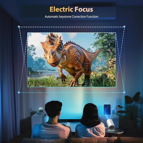 [Electrie Focus & Android 9] جهاز عرض صغير مع Wifi6 وبلوتوث، جهاز عرض أفلام محمول خارجي 15000 لتر أصلي 1080 بكسل، دوران 210 درجة، دعم 4K لهاتف iPhone/Android/ TV Stick/HDMI/الكمبيوتر المحمول in Kuwait