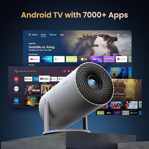 [Electrie Focus & Android 9] جهاز عرض صغير مع Wifi6 وبلوتوث، جهاز عرض أفلام محمول خارجي 15000 لتر أصلي 1080 بكسل، دوران 210 درجة، دعم 4K لهاتف iPhone/Android/ TV Stick/HDMI/الكمبيوتر المحمول in Kuwait