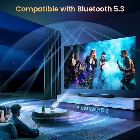 [Electrie Focus & Android 9] جهاز عرض صغير مع Wifi6 وبلوتوث، جهاز عرض أفلام محمول خارجي 15000 لتر أصلي 1080 بكسل، دوران 210 درجة، دعم 4K لهاتف iPhone/Android/ TV Stick/HDMI/الكمبيوتر المحمول in Kuwait