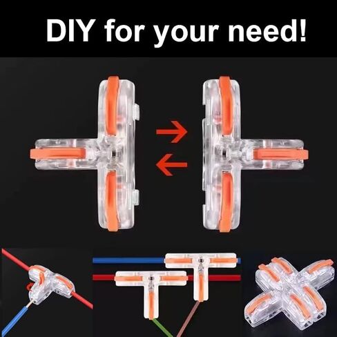 Lever Nut 3 Wire Connector T-Type Universal Compact Push-in Terminal Block Wire T Tap Connectors Electrician Quick Splitter 10 PCS with Colored levers Kit for AWG 28-12 AWG., Blue in Kuwait