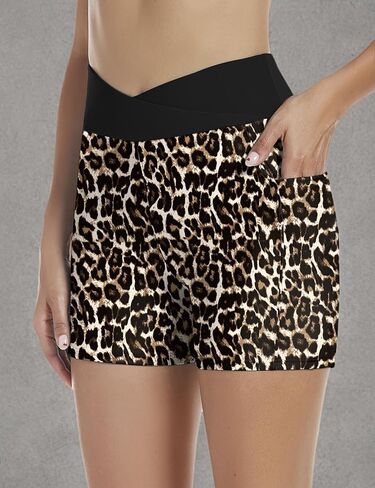 Tournesol Women's 5" Swim Shorts High Waisted Swimsuit Bottoms Cross Waist Bathing Suit Swimwear Boy Shorts with Pocket in Kuwait