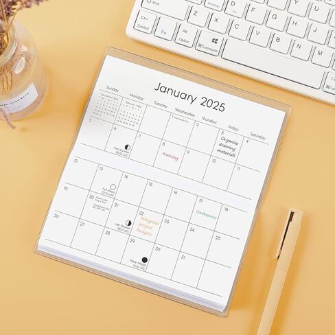 KONVINIT Pocket Calendar 2024-2025 for Purse, Small Pocket Planner 3.5"×6.5" - From March 2024 to December 2025 Daily Monthly Agenda 2024 with PVC Cover for Planning in Kuwait