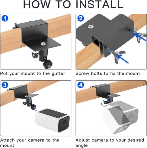 2Pack Gutter Mount Compatible with eufy Security SoloCam S220/C210, eufyCam 2C/2C Pro, 3/S330, 2/2 Pro, 3C/S300, 360°Adjustable Weatherproof Mounting Bracket for Eufy Security Camera in Saudi Arabia