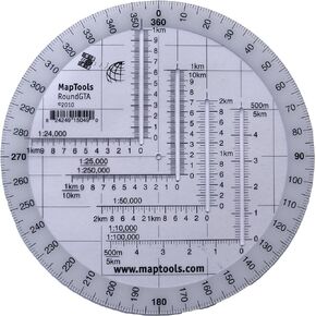 Round Military Coordinate Scale and Protractor