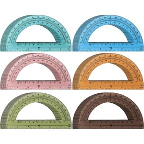 12 Pcs of Colorful Plastic Protractors 180 Degrees 6 Inches Mathematical Protractor Translucent Geometric for Learn Office Measurement Drawing