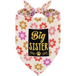 Spring Daisy Dog Bandana, Big Sister Dog Bandana, Dog Scarf Daisy Printing, Dog Scarf Accessories, Dog Bandana Pet Scarf, Pet Yellow Scarf Gender Reveal Accessories, Pet Scarf, Dog Bandana Gift (E22)
