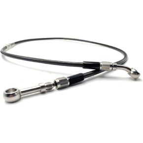 AN3 M10 Black Stainless Steel Braided Motorcycle Brake Line Oil Hose Pipe 360-degree rotatable Stainless Steel Fitting for Motocross Pit Dirt Street Racing ATV Motorcycle(120cm/47.2")