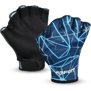 AMFUN Aquatic Gloves, Webbed Swimming Gloves, Water Training Paddle