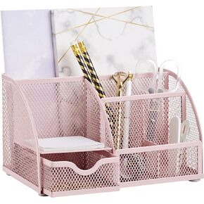 Annova Mesh Desk Organizer Office with 7 Compartments + Drawer/Desk Tidy Candy/Pen Holder/Multifunctional Organizer (Turquoise)