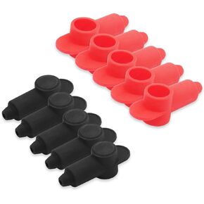 Recoil 10 Pack Silicone Terminal Covers for Alternator Battery Stud and Power Junction Blocks, Fits 10-2AWG Wire, 5 Red and 5 Black Pairs