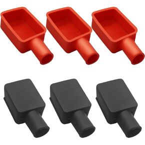 6Pcs Battery Terminal Cover, Battery Terminal Protector, Car Insulating Battery Cover, Soft Rubber Positive and Negative Poles Stud Covers Connector Top Post Cap for Car Motorcycle Truck (Red/Black)