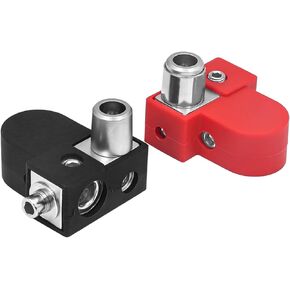 Recoil BTO Solid Brass Positive Negative Battery Terminals with Adaptor Collars, 1X0/2/4 Gauge & 1X4/8 Gauge Outputs, Top-Mounted or Side-Mounted Power Ring Provision and OEM Post Adapter