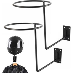 Toolly Helmet Holder 2 Pack, Metal Stand Wall Mounted Hanger Rack for Jacket, Hats, Multifunctional Helmet Rack, Motorcycle Accessories