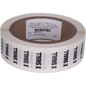 Clothing Size Strip Labels - 1.25" X 5" - 250 Strips Per Roll - Clear with Black and White Ink by Kenco (Large)