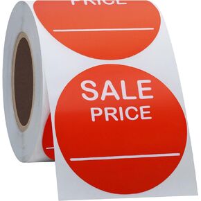 Sale Stickers 2 inch Round Labels Sale Price Label Self-Adhesive Discount Sticker 300 pcs, Red Circle Sale with $