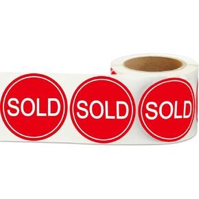 Red Small Sold Stickers Dot 1" Round Sold Point of Sale Price Pricing Inventory Control Labels for Retail Store Yard Sale 500/Roll