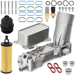 926-959 Upgraded Aluminum Engine Oil Cooler & Oil Filter Housing Adapter Assembly with Sensor & Gaskets 926-876 68105583AF Fit for 2011-2016 Chrysler Dodge Ram Avenger Challenger Jeep Wrangler 3.6L V6