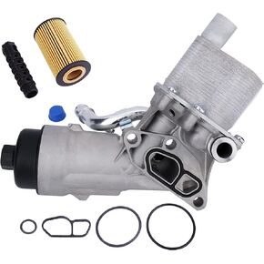 Engine Oil Cooler Filter Housing Kit with Gaskets, Cap & Seals - Replaces 55566784, 88179-91400 - Compatible with Buick & Chevy 1.4L Vehicles - Encore, Cruze, Cruze Limited, Sonic, Trax