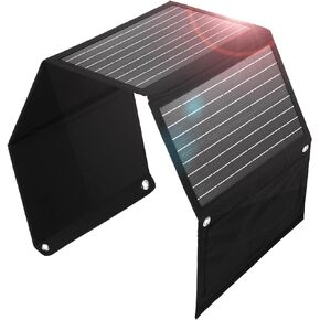 KTenergy 30W Portable Solar Panel Charger with PD 18W USB C Port, IPX5 Waterproof, Foldable & Lightweight for Camping and Traveling, Compatible with iPhone, iPad, Samsung Galaxy, Moto and Backpack