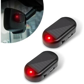 2 PCS Car Solar Alarm with USB Port, 1.96In x 0.98In x 0.59In ABS Vehicle Strobe Warning Light Accessories, Universal Anti-Theft LED Flashing Security Light for Truck SUV Car (Red)
