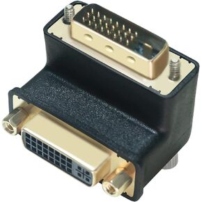 DTECH DVI Adapter 90 Degree DVI-I Female to DVI-D Male Right Angle Connector Converter Installed in Little Space 1080P Digital Video for Computer Monitor PC Older Projector TV