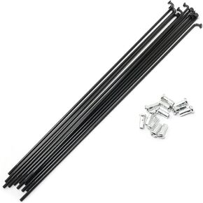 12pcs Black 304 Stainless Steel Spokes and Nipples 220mm Mountain Bike/Road Bike 13G Spokes with 12mm Copper Cap