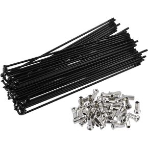 X AUTOHAUX 40pcs Bicycle Carbon Steel Spokes 12G Bike Spoke 160mm Length with Nipples for Most Bicycle Black
