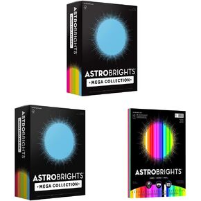 Astrobrights Mega Collection, Colored Cardstock,"Brilliant" 5-Color Assortment, 320 Sheets, 65 lb/176 gsm, 8.5" x 11" - MORE SHEETS! (91687), Assorted