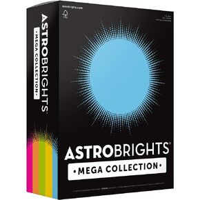 Astrobrights Mega Collection, Colored Cardstock,"Brilliant" 5-Color Assortment, 320 Sheets, 65 lb/176 gsm, 8.5" x 11" - MORE SHEETS! (91687), Assorted