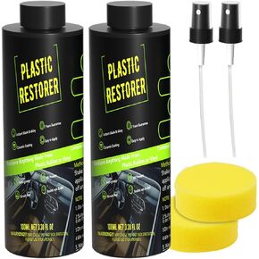 عامل تجديد البلاستيك، مجموعة وكيل تجديد الأجزاء البلاستيكية للسيارة مكونة من قطعتين، طلاء سيراميك للجزء الداخلي من البلاستيك مع إسفنجة وفوهة، يقاوم الماء والأشعة فوق البنفسجية والأوساخ ولا يلبس، 200 مل in Kuwait