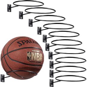 Threan Mounted Ball Wall Storage Display Ball Storage Universal Ball Rack Metal Ball Holder Black Ball Rack Holder for Basketball Football Volleyball Soccer Storage Display