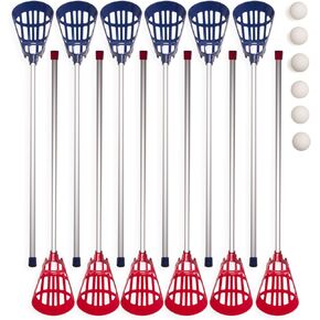 Champion Sports Soft Lacrosse Set: Training Equipment for Boys, Girls, Kids, Youth and Amateur Athletes - 12 Aluminum Sticks and 6 Vinyl Balls for Indoor Outdoor Use